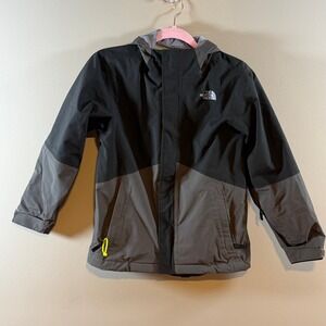 The North Face Boys Waterproof Hooded Jacket Size M 10 / 12 Black Grey